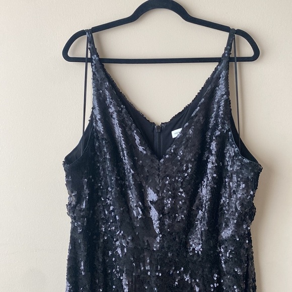 Dress the Population Charlie Black Sequin Sequined Flare Leg Jumpsuit Romper 3X - Picture 5 of 9